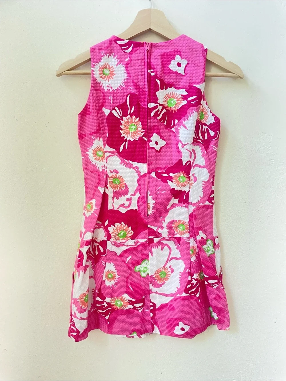 Lilly Pulitzer Girls Pink Floral Shift Dress Lace Trim Drop Waist Pockets 10 - Picture 4 of 12